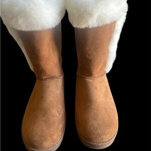 Kohl's Brown Winter Boots with White Faux Fur